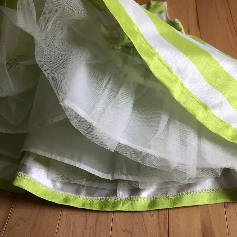 Gymboree sleeveless lime green & white striped spring Easter fancy dress size 2T